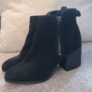 Waterproof Black Suede Wedge Heel Ankle Boots